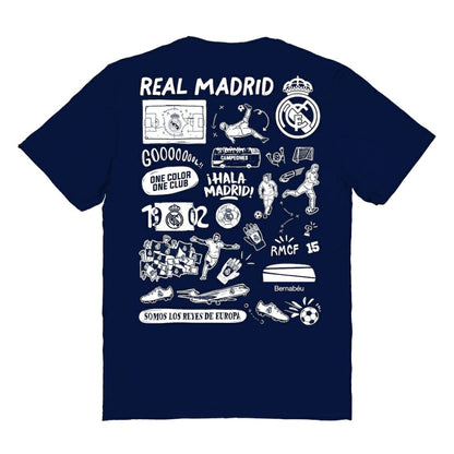 Real Madrid Vive La Fete Women's Impressions Artwork T-Shirt - Navy outlet