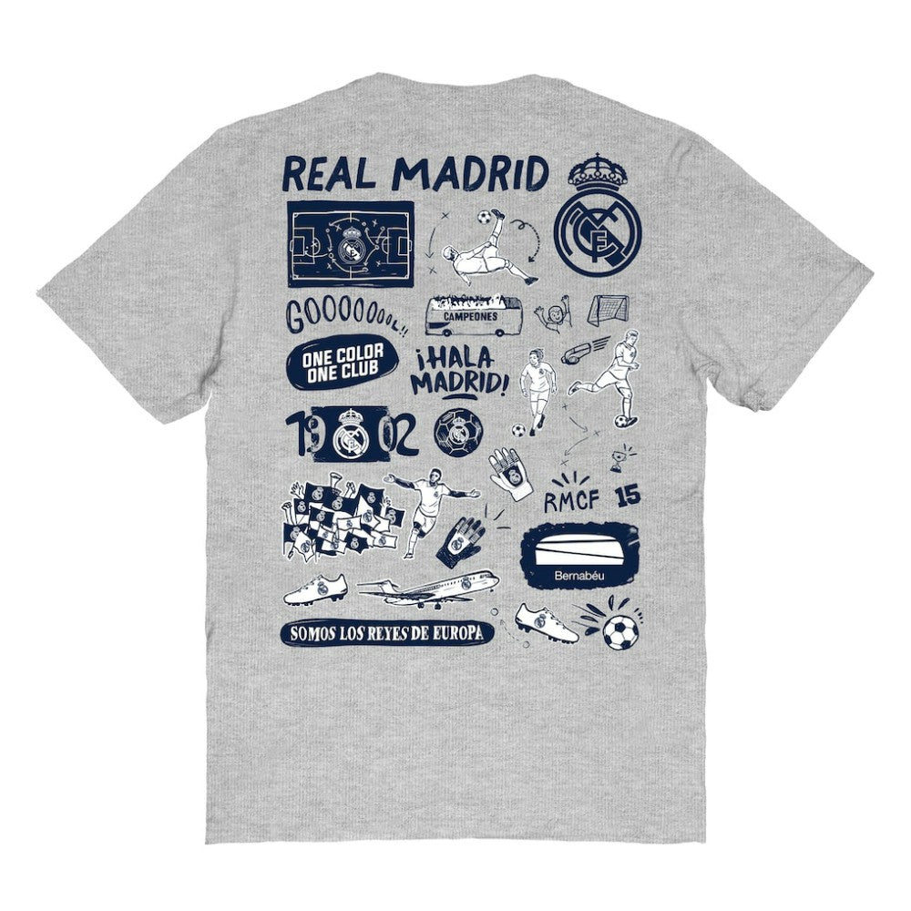 Real Madrid Vive La Fete Women's Impressions Artwork T-Shirt - Heather Gray on sale
