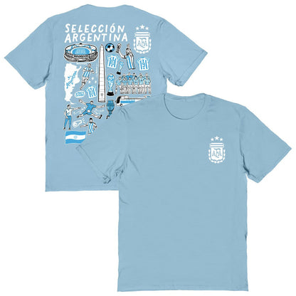 Argentina National Team Vive La Fete Women's Impressions Artwork T-Shirt - Light Blue outlet