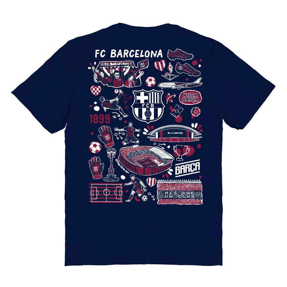 Barcelona Vive La Fete Women's Impressions Artwork T-Shirt - Navy discount