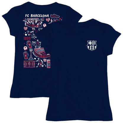 Barcelona Vive La Fete Girls Youth Color Badge Fitted T-Shirt - Navy on sale