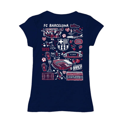 Barcelona Vive La Fete Girls Youth Color Badge Fitted T-Shirt - Navy on sale