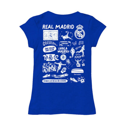 Real Madrid Vive La Fete Girls Youth Color Badge Fitted T-Shirt - Royal outlet