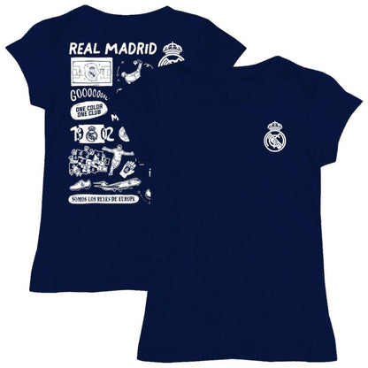 Real Madrid Vive La Fete Girls Youth Color Badge Fitted T-Shirt - Navy online