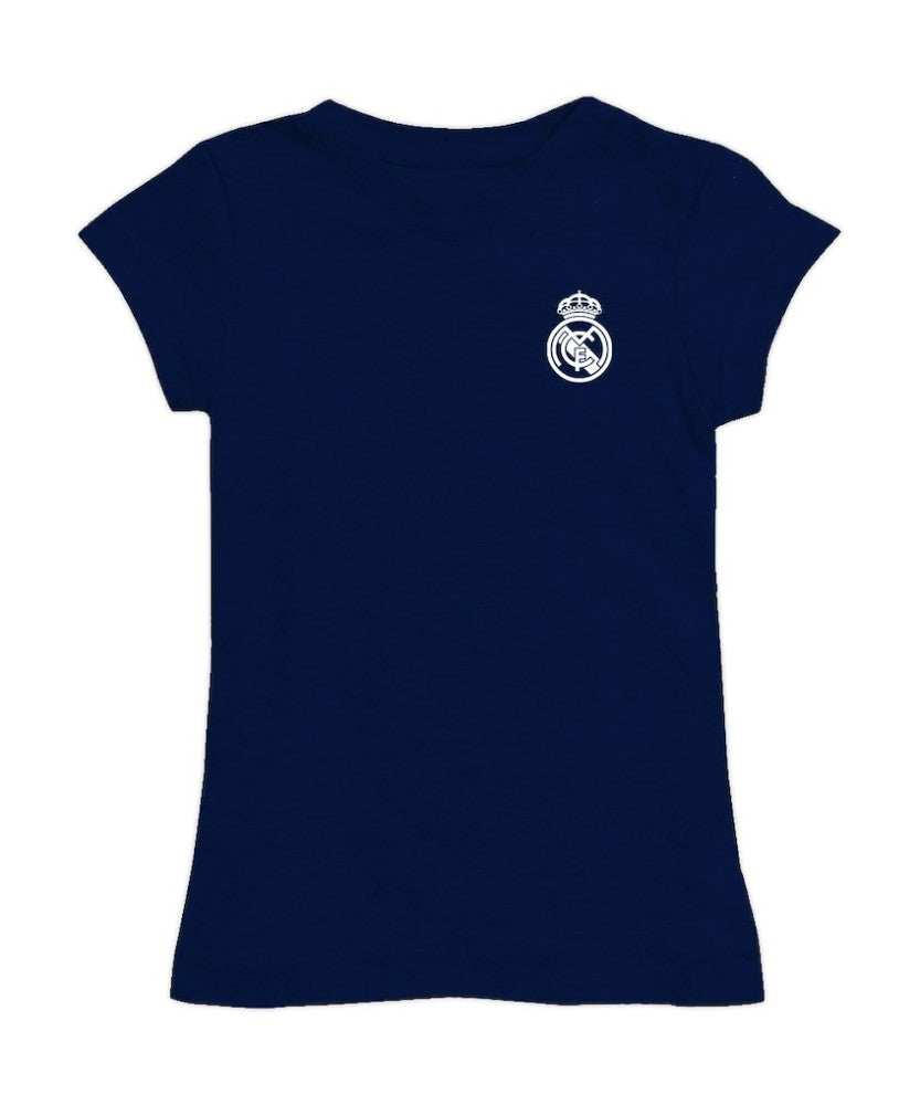Real Madrid Vive La Fete Girls Youth Color Badge Fitted T-Shirt - Navy online
