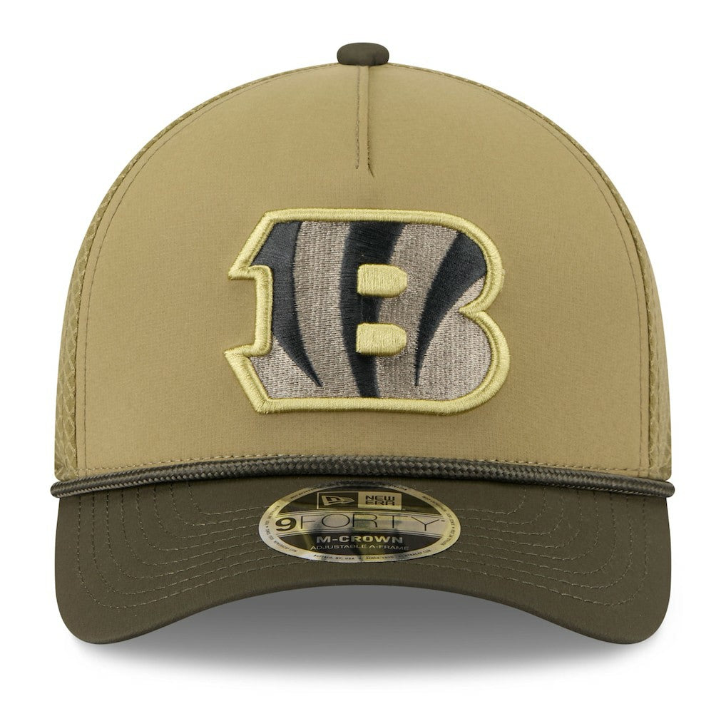 Cincinnati Bengals New Era Youth 2025 Salute to Service 9FORTY A-Frame Adjustable Hat - Green/Dark Green on sale