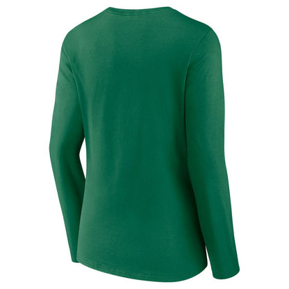 Philadelphia Eagles Women's Super Bowl LIX Champions Retro Logo Long Sleeve V-Neck T-Shirt - Kelly Green discount