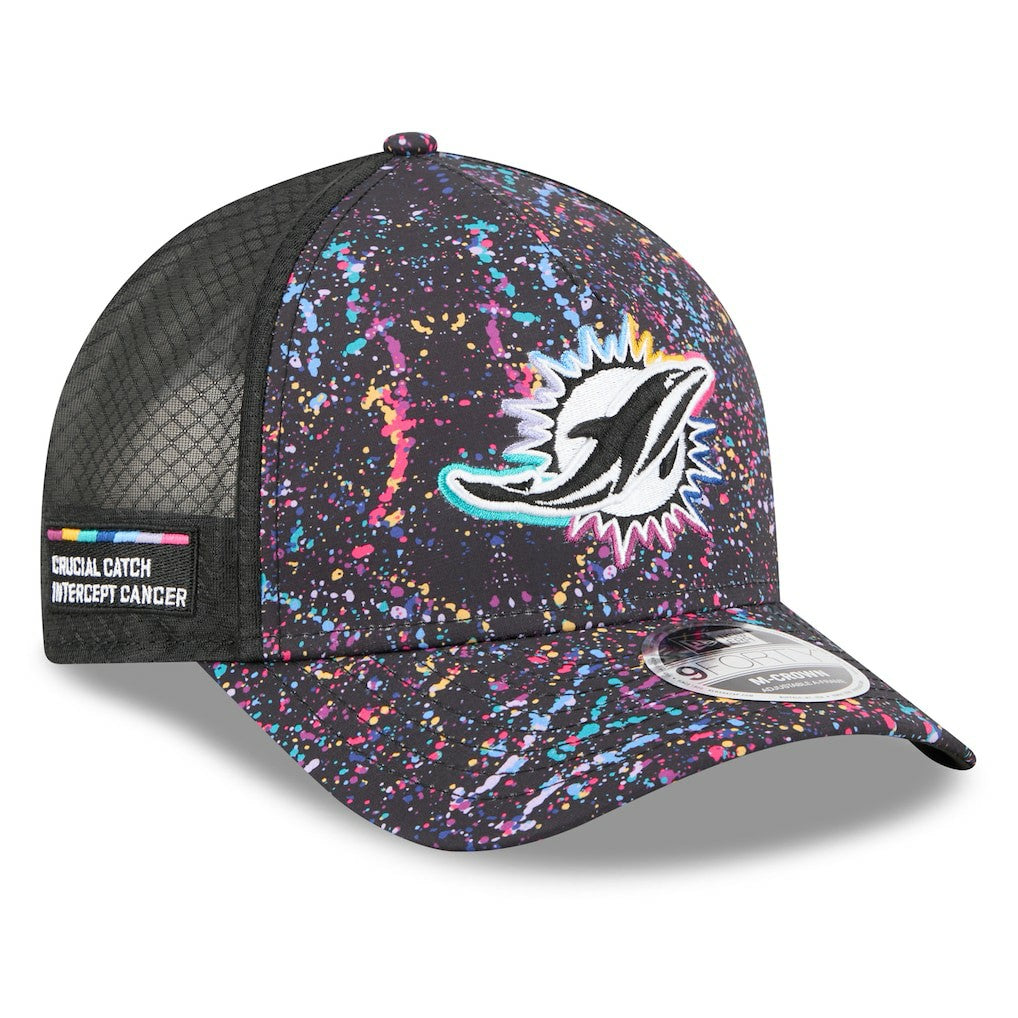 Miami Dolphins New Era 2025 NFL Crucial Catch 9FORTY Adjustable Hat - Black cheap