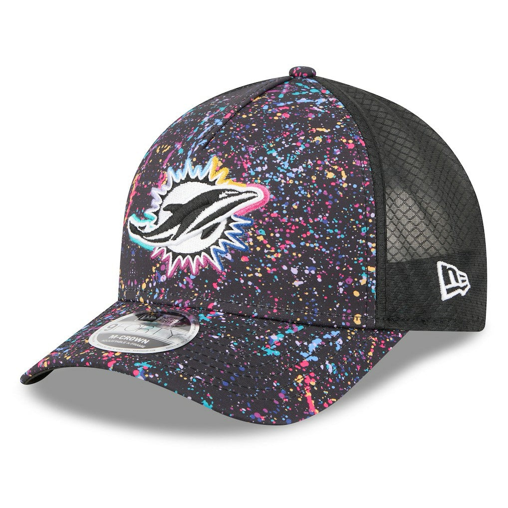 Miami Dolphins New Era 2025 NFL Crucial Catch 9FORTY Adjustable Hat - Black cheap