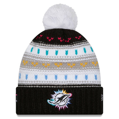 Miami Dolphins New Era Women's 2025 NFL Crucial Catch Cuffed Knit Hat with Pom - Black online