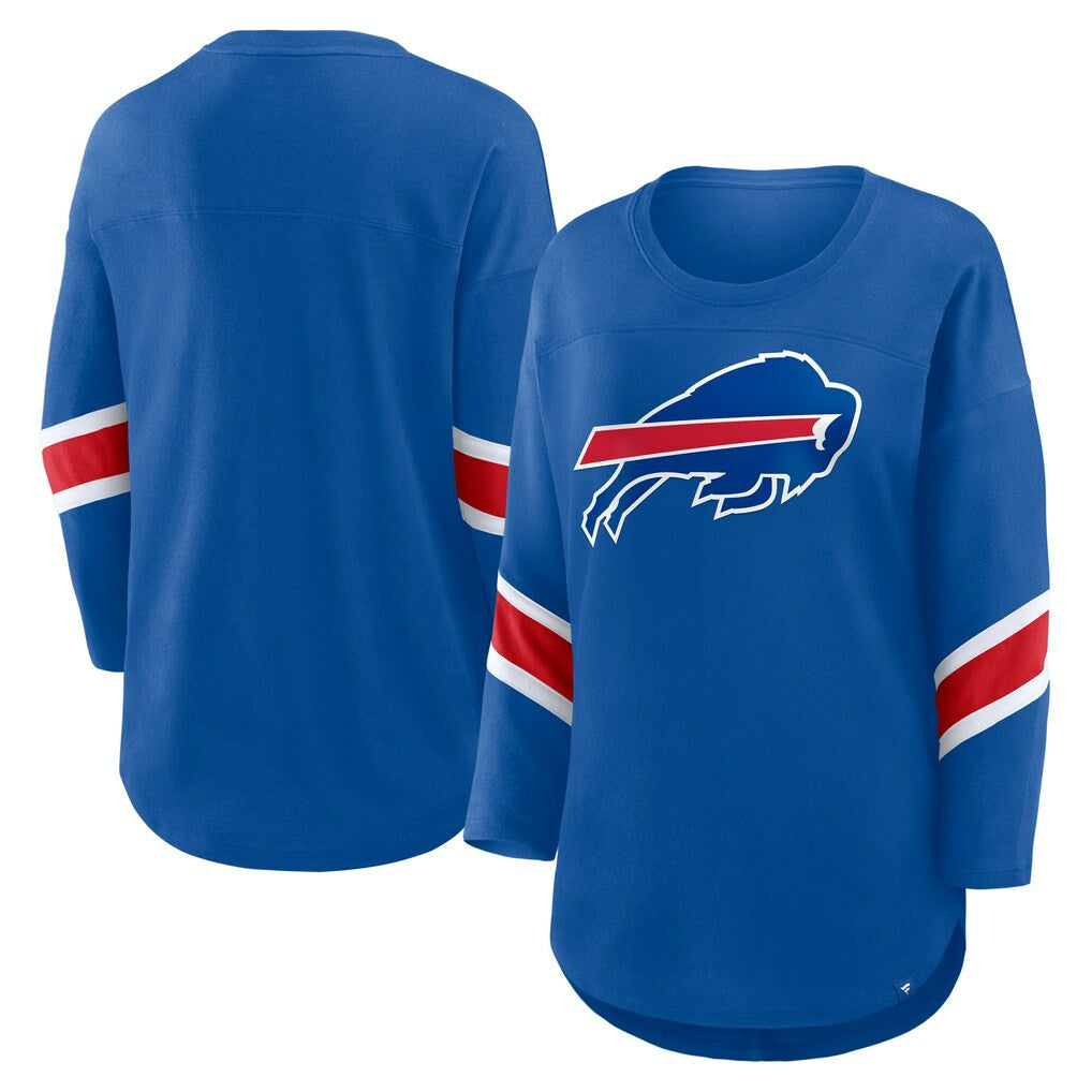 Buffalo Bills Women's Plus Size Redzone 3/4-Sleeve Scoop Neck T-Shirt - Royal discount