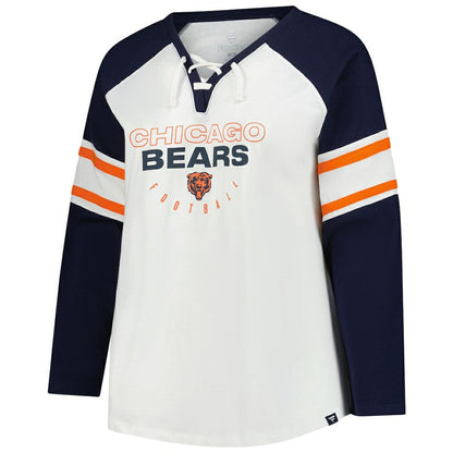 Chicago Bears Women's Plus Size Redzone Lace Up Long Sleeve T-Shirt - White cheap