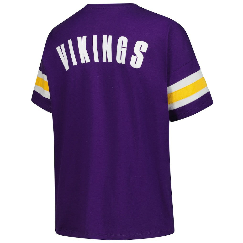 Minnesota Vikings Women's Plus Size Redzone Notch Neck T-Shirt - Purple discount
