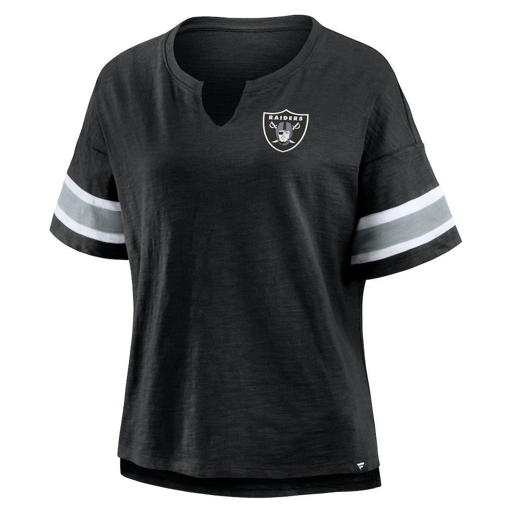 Las Vegas Raiders Women's Plus Size Redzone Notch Neck T-Shirt - Black online