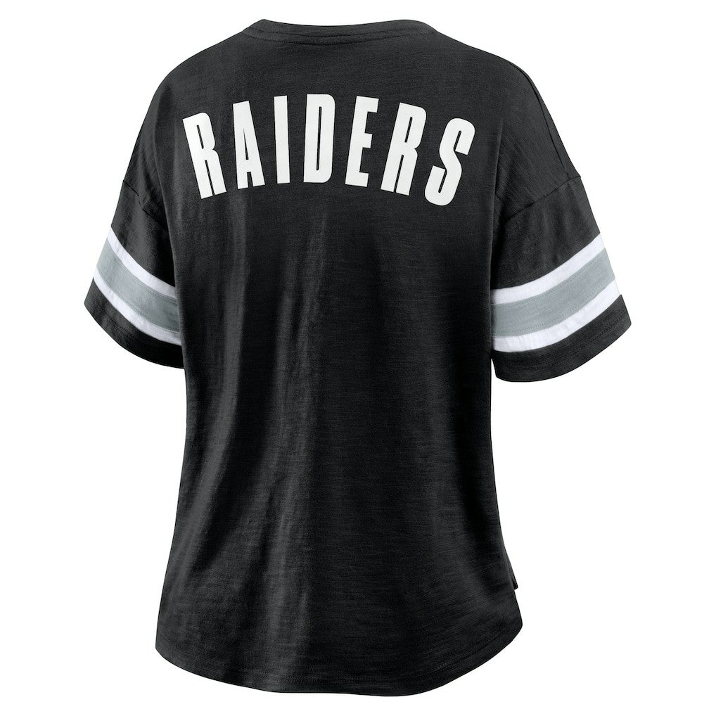 Las Vegas Raiders Women's Plus Size Redzone Notch Neck T-Shirt - Black online