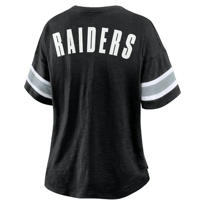 Las Vegas Raiders Women's Plus Size Redzone Notch Neck T-Shirt - Black online