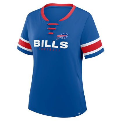 Buffalo Bills Women's Plus Size Red Zone Athena Lace-Up V-Notch Neck T-Shirt - Royal cheap