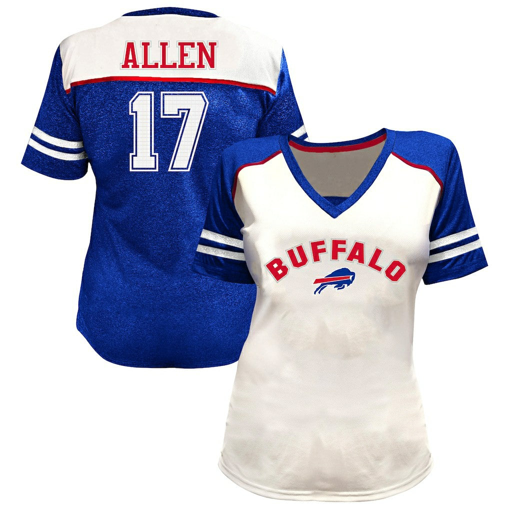 Josh Allen Buffalo Bills Women's Plus Size Bling V-Neck T-Shirt - White discount