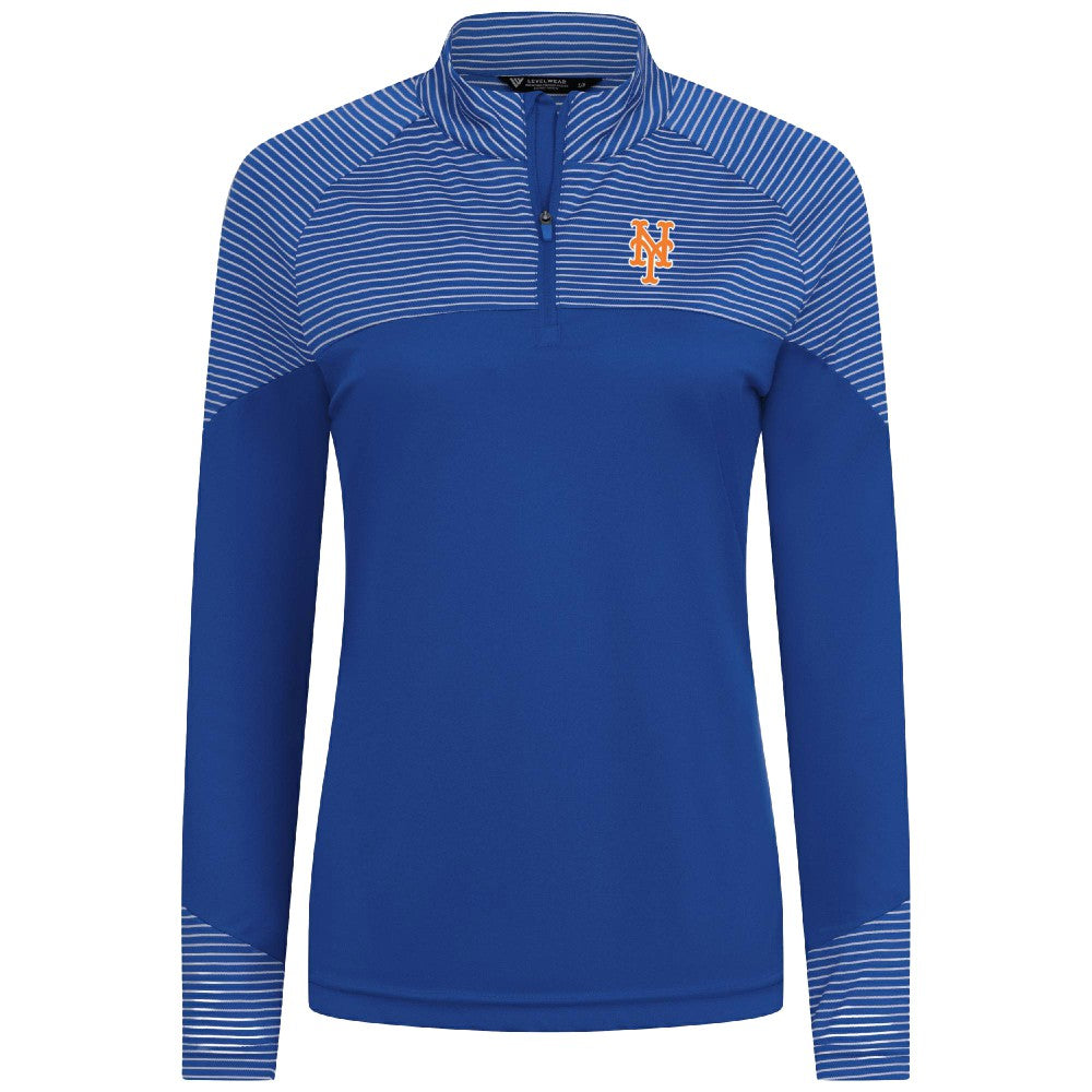 New York Mets Levelwear Women's Classic Stripes Insignia 2.0 Raglan Quarter-Zip Top - Royal