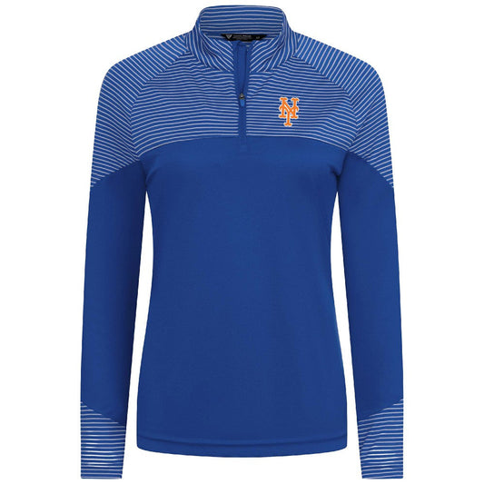 New York Mets Levelwear Women's Classic Stripes Insignia 2.0 Raglan Quarter-Zip Top - Royal