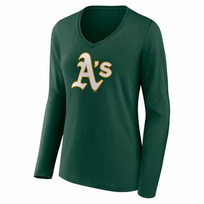 Athletics Women's Logo Long Sleeve V-Neck T-Shirt - Green