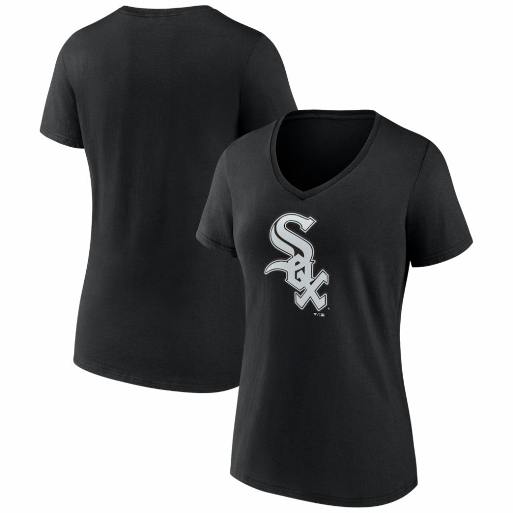 Chicago White Sox Women's Logo V-Neck T-Shirt - Black