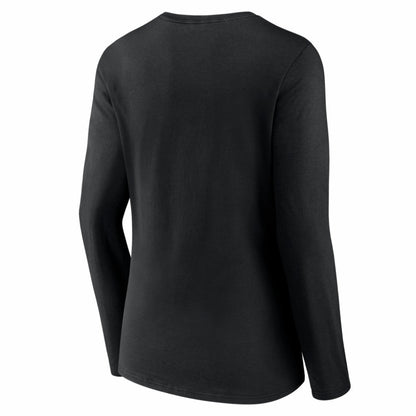 Miami Marlins Women's Logo Long Sleeve V-Neck T-Shirt - Black