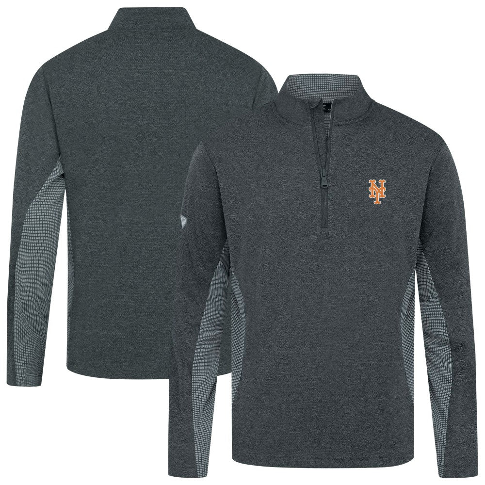 New York Mets Levelwear Waffle Insignia 2.0 Quarter-Zip Pullover - Heather Black