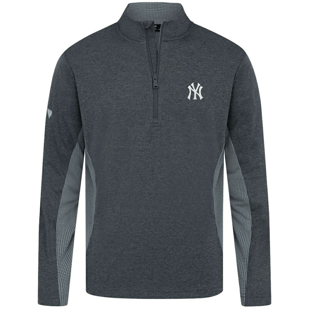 New York Yankees Levelwear Waffle Insignia 2.0 Quarter-Zip Pullover - Heather Black