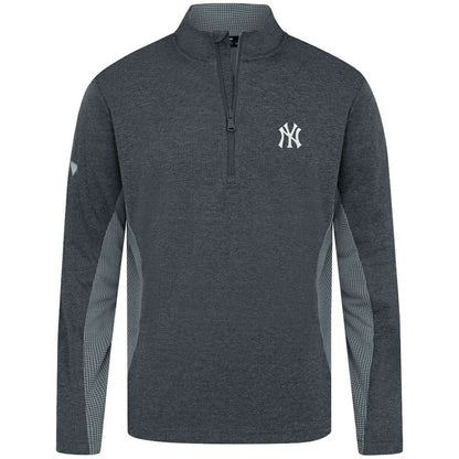 New York Yankees Levelwear Waffle Insignia 2.0 Quarter-Zip Pullover - Heather Black