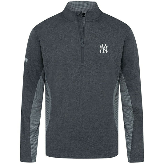 New York Yankees Levelwear Waffle Insignia 2.0 Quarter-Zip Pullover - Heather Black