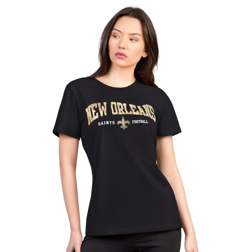 New Orleans Saints G-III 4Her by Carl Banks Women's Super-Slim Lightweight Winning Crew T-Shirt - Black discount
