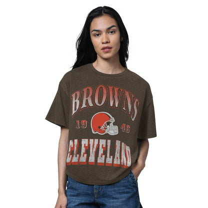 Cleveland Browns Starter Women's Oversized Hall of Fame T-Shirt - Heather Brown sale