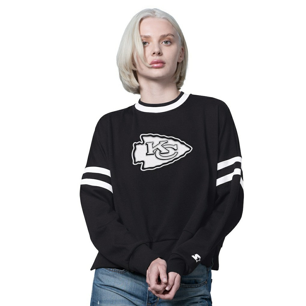 Kansas City Chiefs Starter Women's Rally Drop Shoulder Cropped Sweatshirt - Black outlet