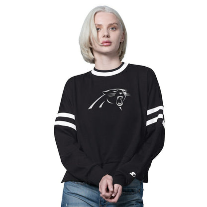Carolina Panthers Starter Women's Rally Drop Shoulder Cropped Sweatshirt - Black on sale