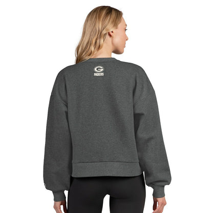 Green Bay Packers Starter Women's Show Up Cropped Fleece Pullover Sweatshirt - Heather Gray outlet