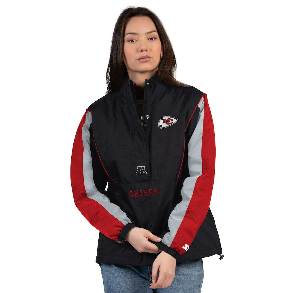 Kansas City Chiefs Starter Women's Thursday Night Gridiron Half-Zip Jacket - Black/Red online