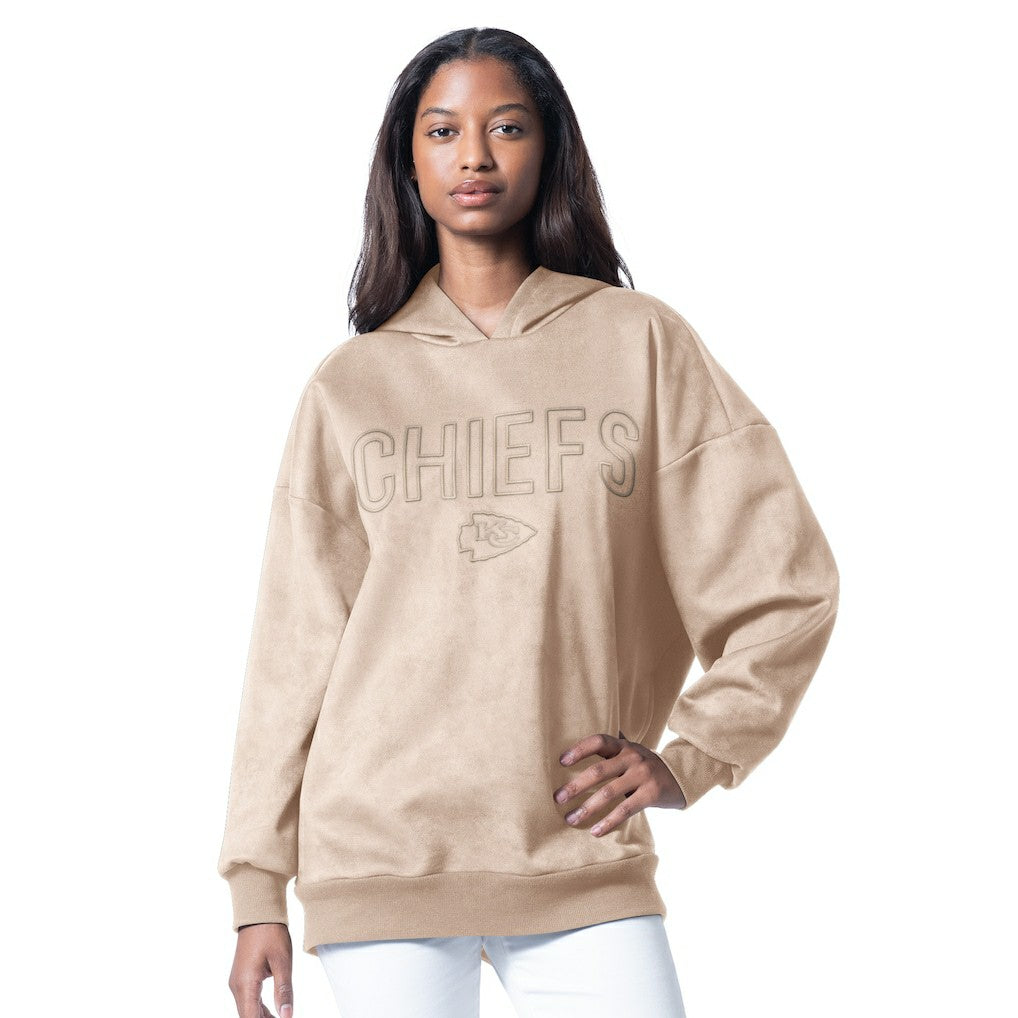 Kansas City Chiefs G-III 4Her by Carl Banks Women's Best Hitter Oversized Tunic Pullover Hoodie - Cream sale