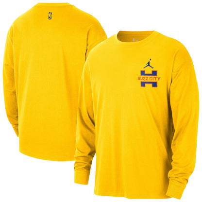 Charlotte Hornets Jordan Brand 2025/26 City Edition Remix Essential Logo Long Sleeve T-Shirt - Yellow cheap