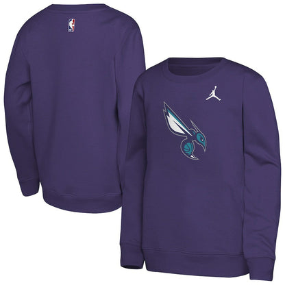 Charlotte Hornets Jordan Brand Youth Courtside Statement Edition Sweatshirt - Purple on sale
