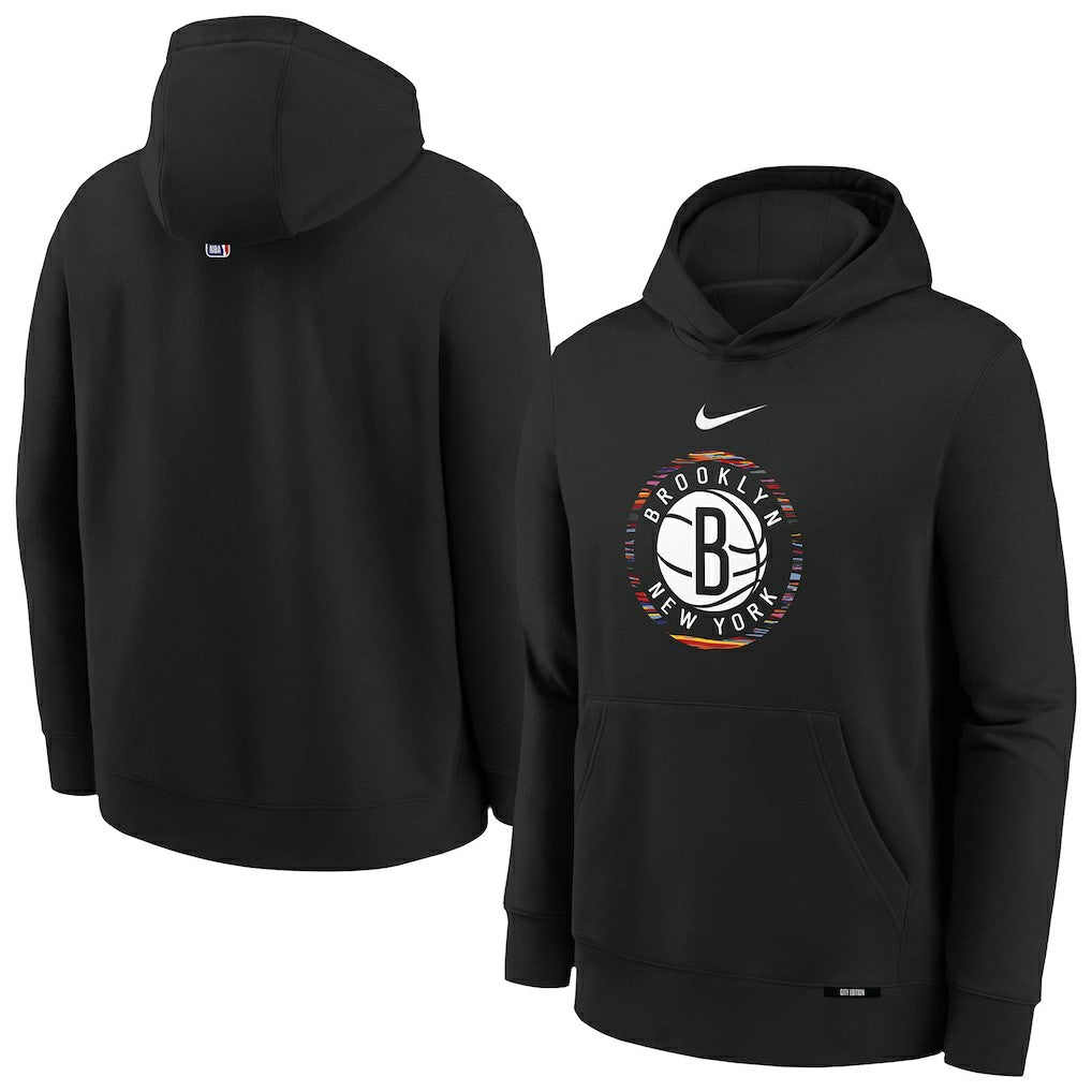 Brooklyn Nets Youth 2025/26 City Edition Club Fleece Pullover Hoodie - Black | Nike outlet