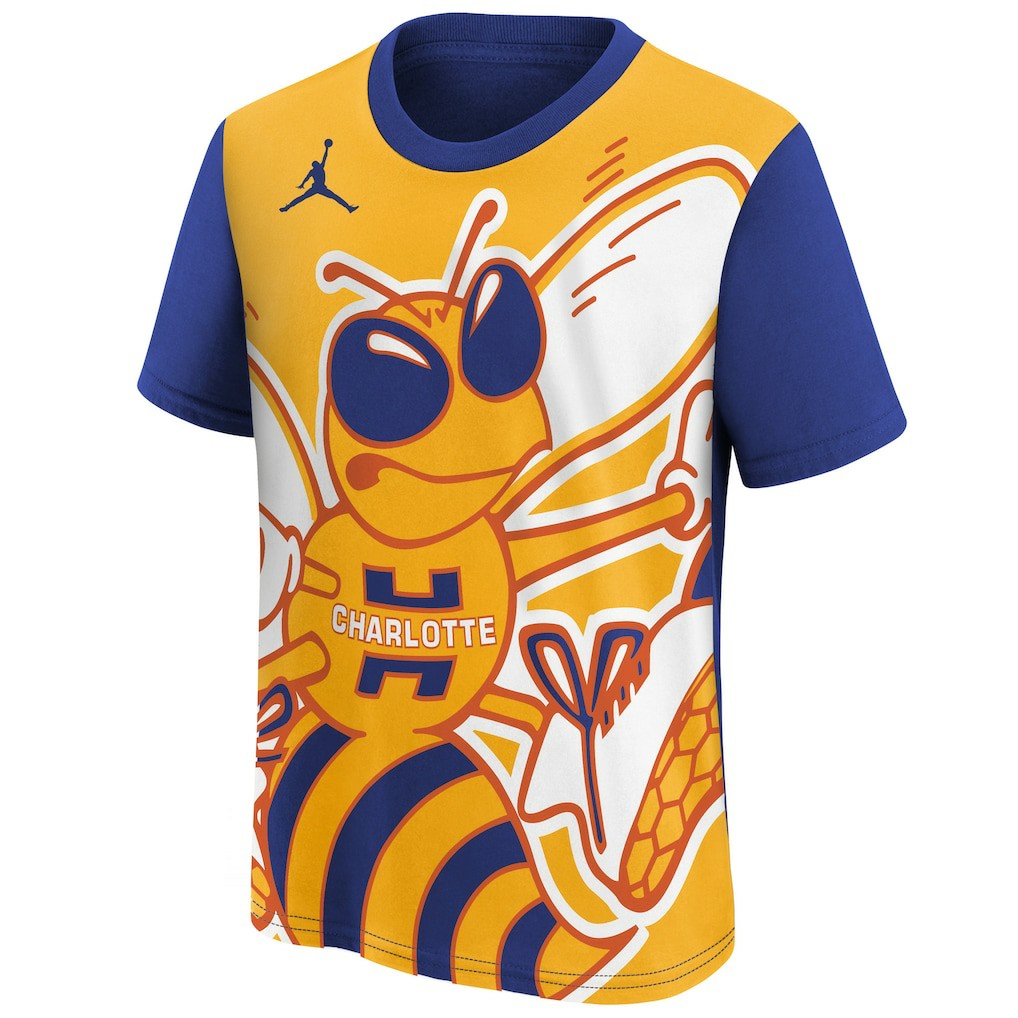 Charlotte Hornets Jordan Brand Youth 2025/26 City Edition Max90 T-Shirt - Blue/Yellow cheap