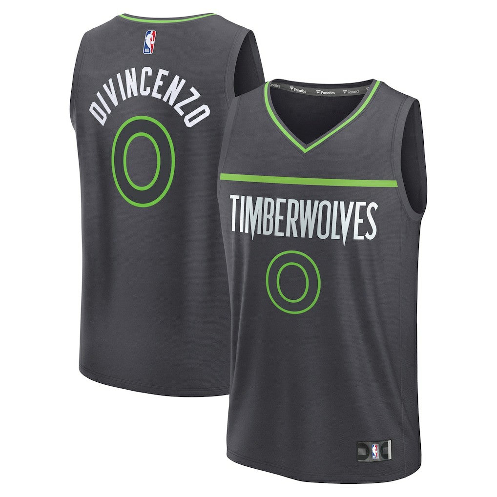 Donte DiVincenzo Minnesota Timberwolves Fast Break Replica Player Jersey - Statement Edition - Charcoal | Fanatics shop