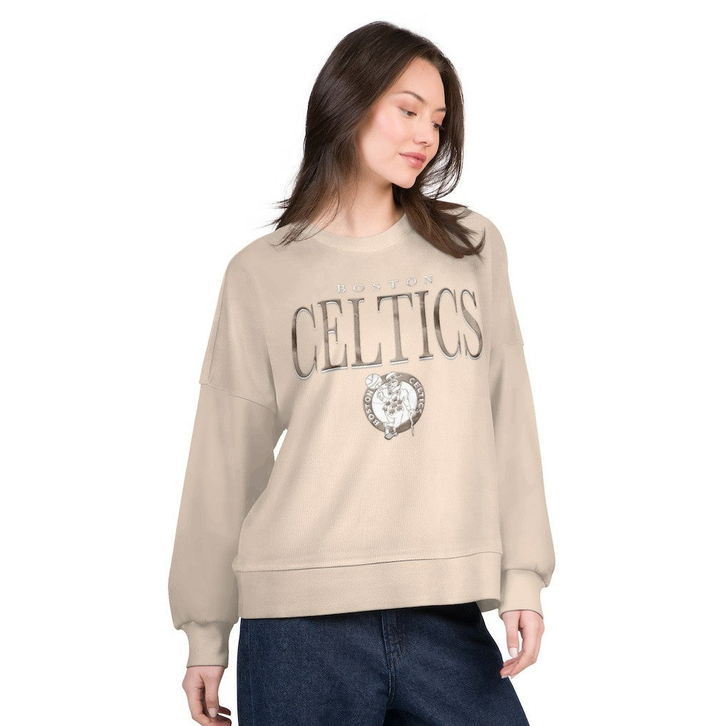 Boston Celtics G-III 4Her by Carl Banks Women's Oversized Vet II Sweatshirt - Natural sale