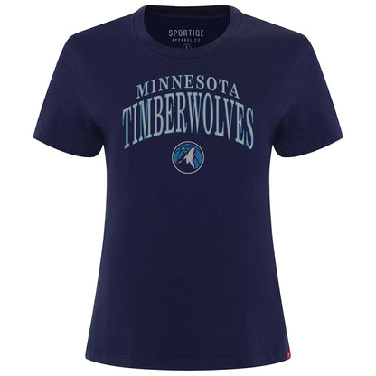 Minnesota Timberwolves Sportiqe Women's Arcadia Boxy T-Shirt - Navy sale