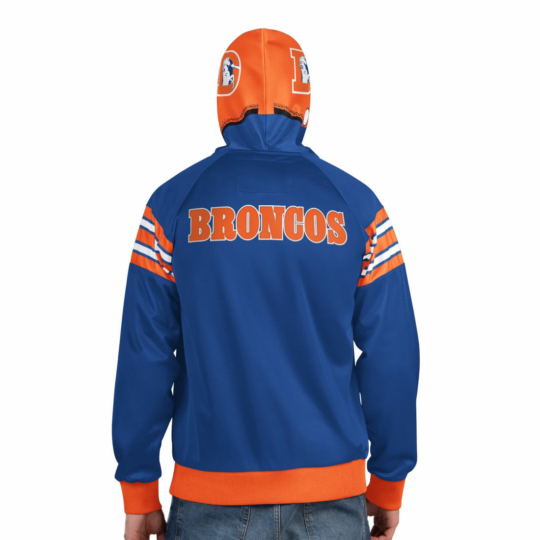 Denver Broncos Pro Player Retro Helmet Full-Zip Hooded Track Jacket - Royal/Orange discount