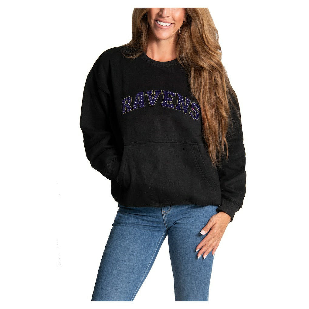 Baltimore Ravens Cuce Women's Chenille Jeweled Sweatshirt - Black outlet