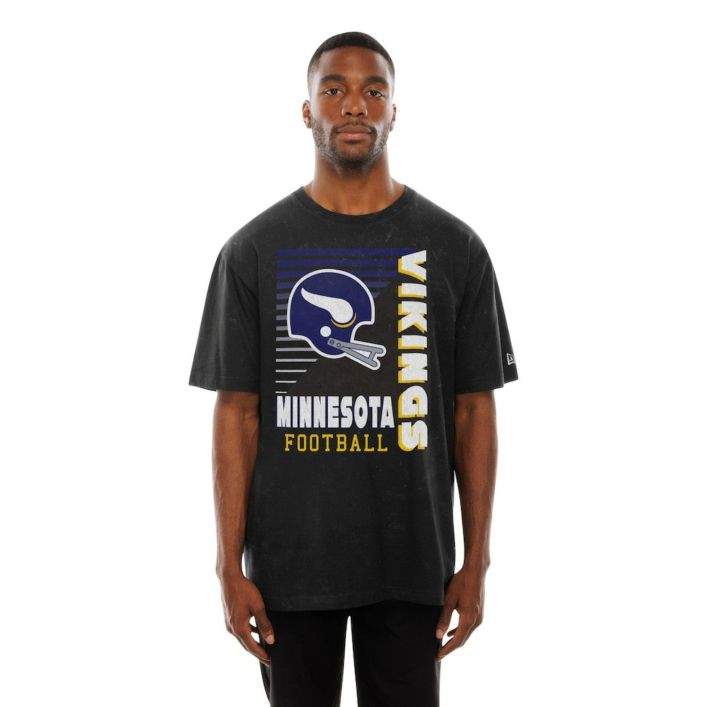 Minnesota Vikings New Era Retro Logo Enzyme Washed Oversized T-Shirt - Black on sale