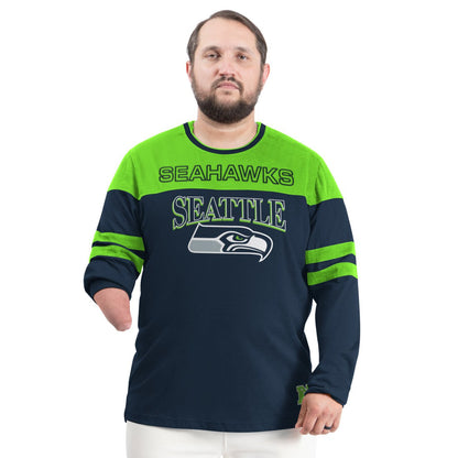 Seattle Seahawks G-III Sports by Carl Banks Adaptive Outlast Long Sleeve T-Shirt - College Navy/Neon Green online