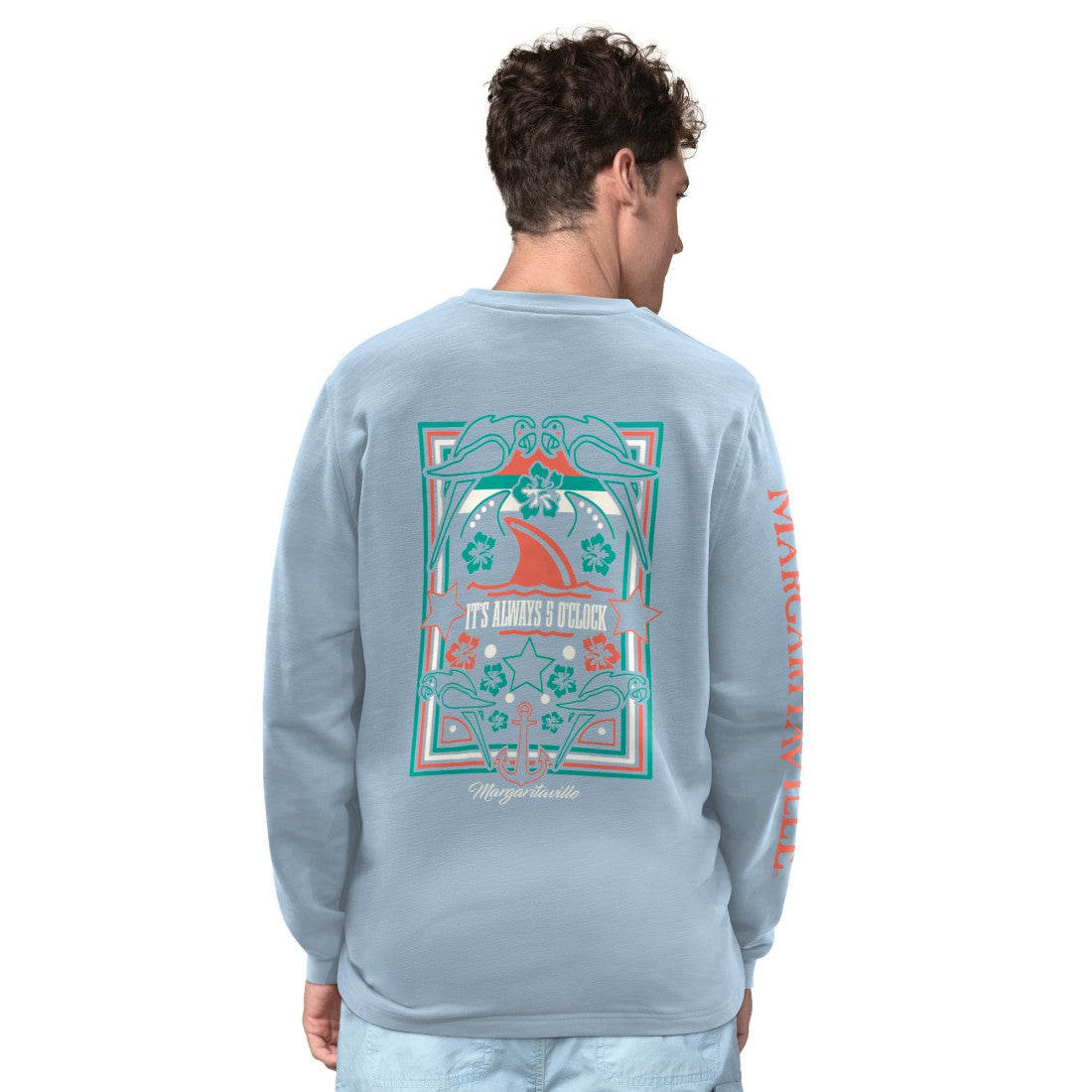 Seattle Seahawks Margaritaville Five O'Clock Henley Long Sleeve T-Shirt - Light Blue outlet